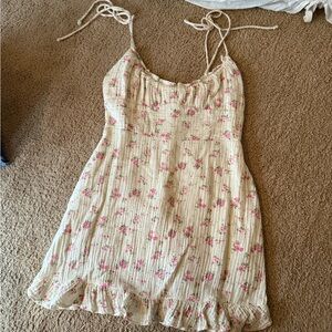 Olivaceous Cream and Pink Floral Mini Dress